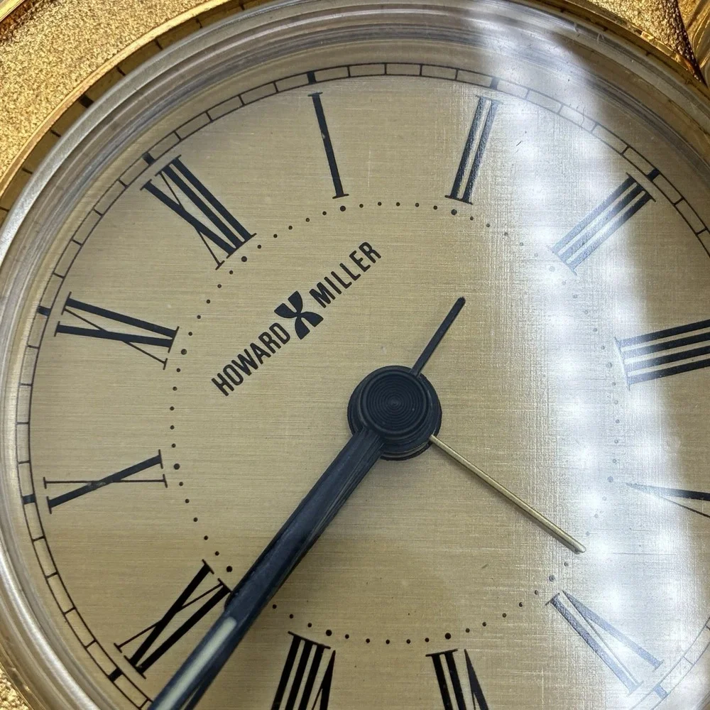 Howard Miller Gold Tone Round Desk Travel Alarm Clock Texas Instruments Gift